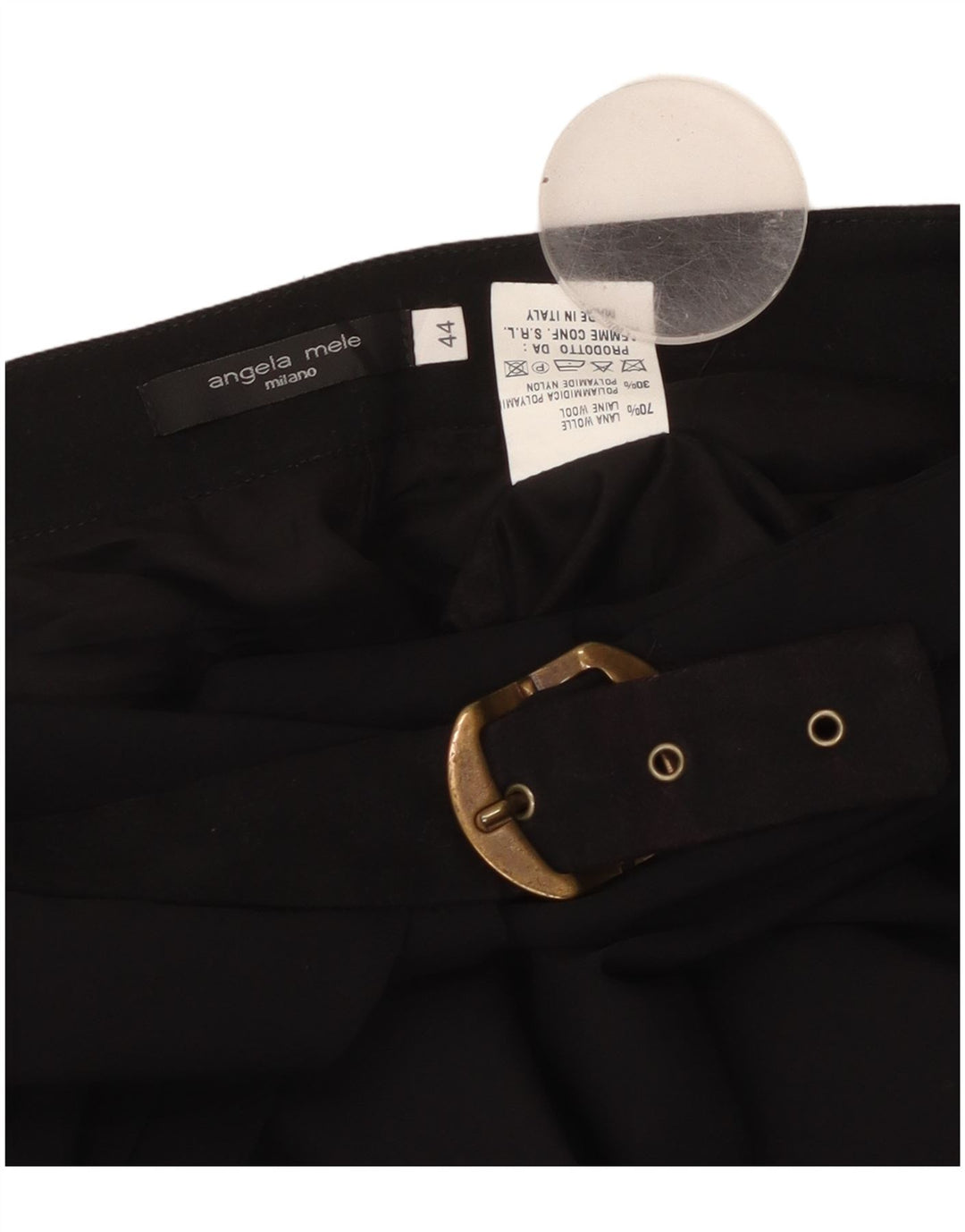 ANGELA MELE Saia feminina envolvente IT 44 médio W30 lã preta