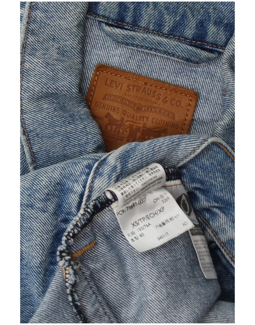 Jaqueta jeans masculina Levi's UK 34 XS azul algodão