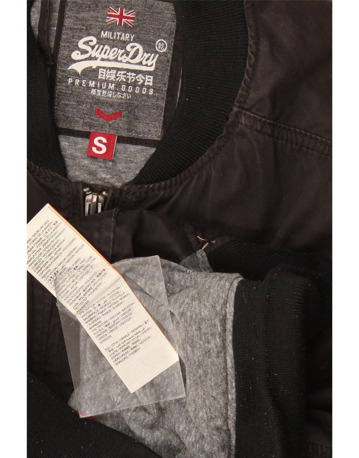 Superdry Mens Bomber Jacket UK 36 Pequeno Algodão Preto