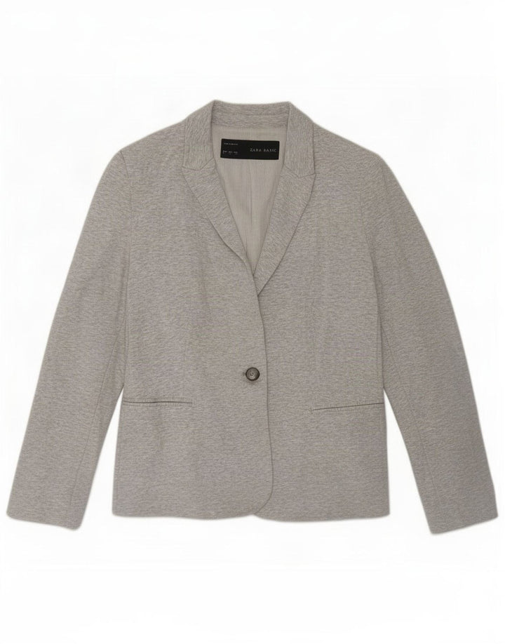 Jaqueta blazer feminina Zara com 1 botão Reino Unido 14 grande viscose cinza