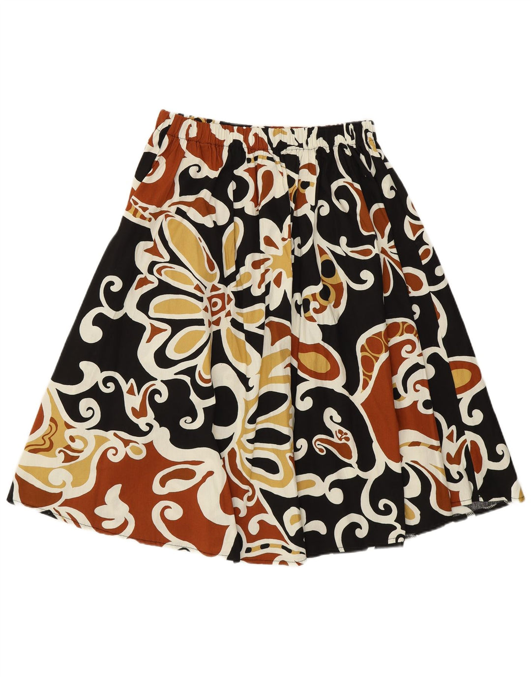 Saia evasê feminina VINTAGE W28 média floral multicolorida