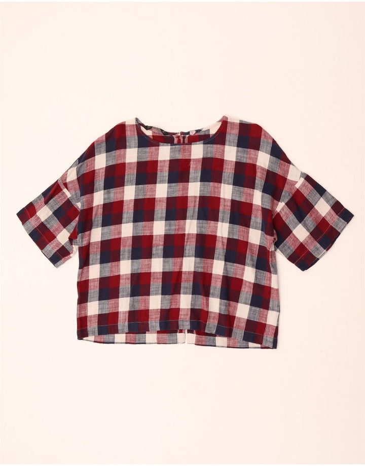 Blusa feminina de manga curta Zara Reino Unido 16 grande xadrez multicolorido
