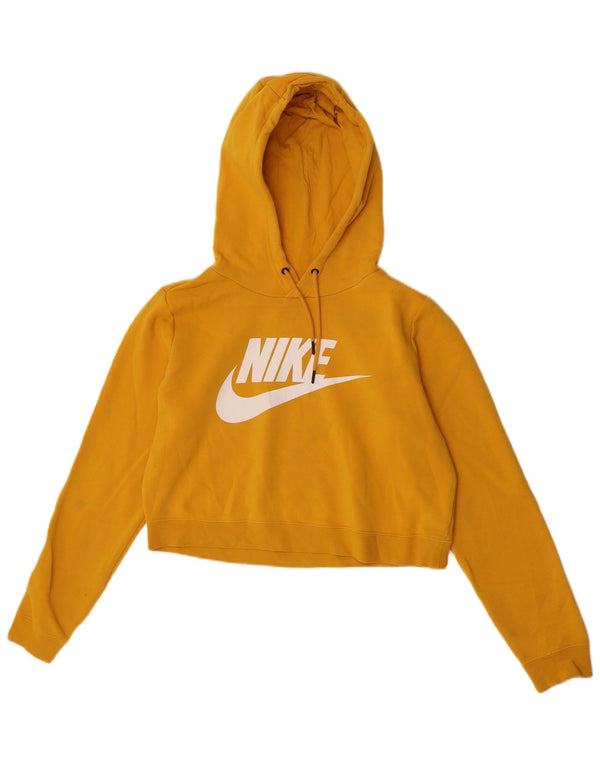 Jumper com capuz gráfico feminino Nike Oversized Crop UK 14 algodão amarelo médio