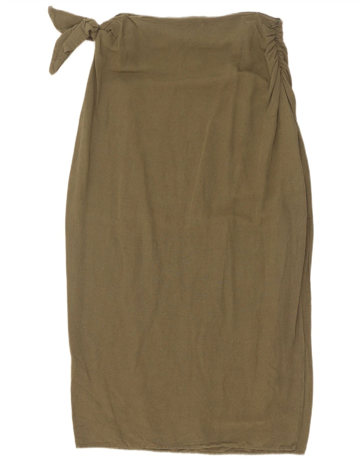 Saia midi feminina Zara médio W28 cáqui