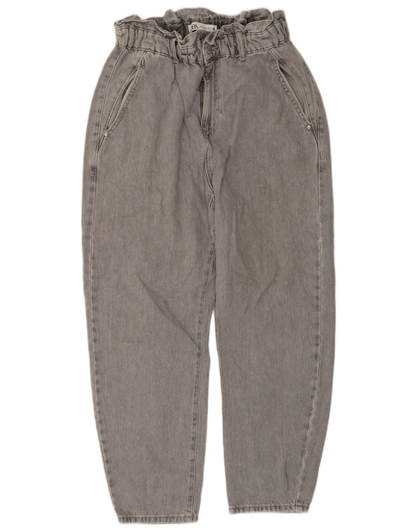 Calça jeans feminina Zara com cintura alta e cintura alta EU 38 pequeno W28 L26 algodão cinza