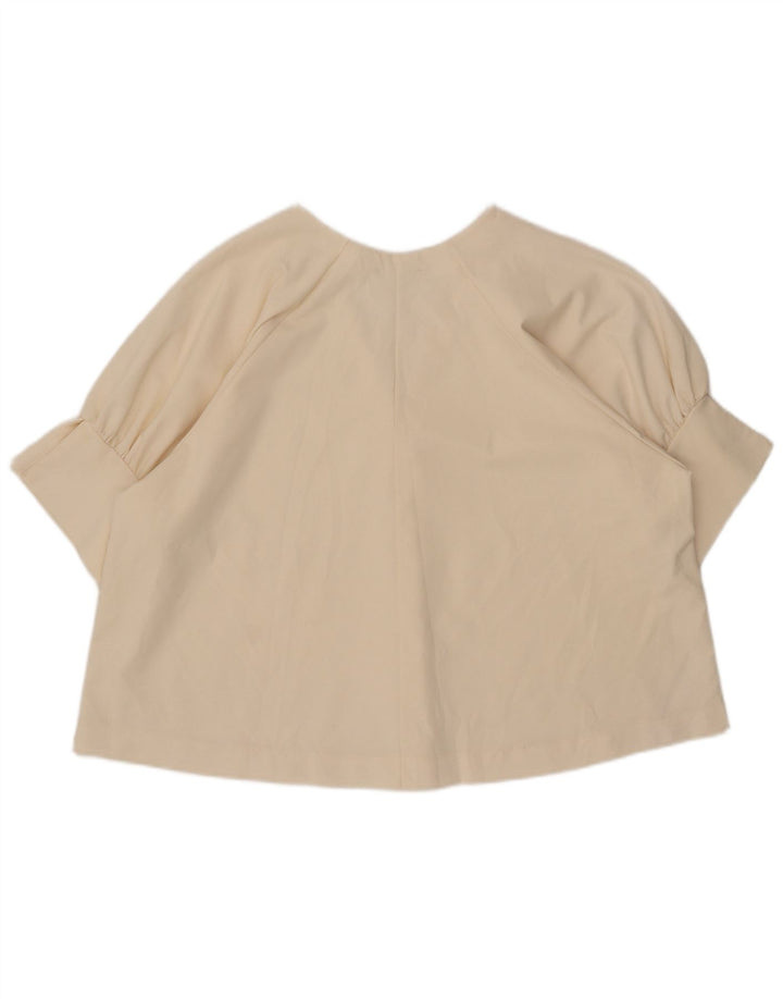 Zara blusa feminina manga 3/4 oversized top Reino Unido 16 grande bege