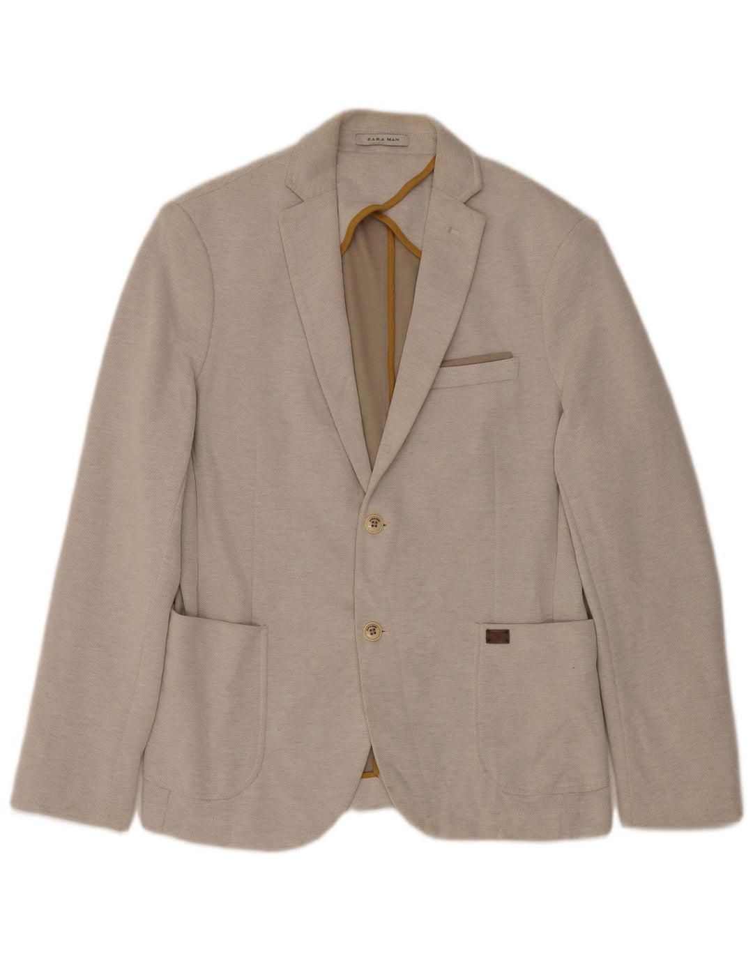 Jaqueta blazer masculina ZARA com 2 botões EU 52 poliéster cinza grande