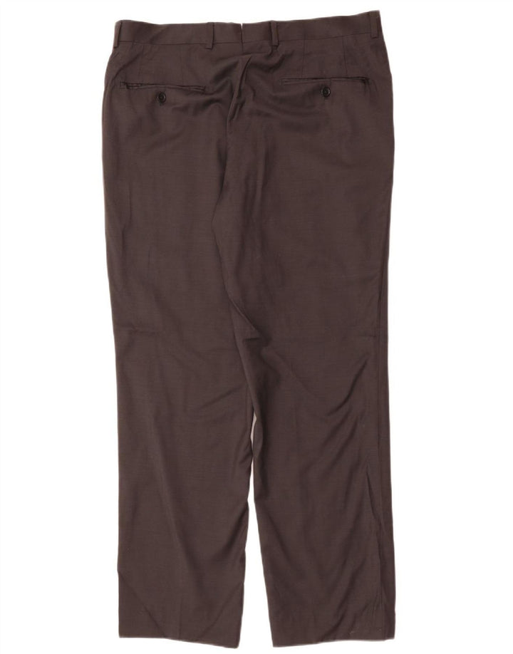 Calça masculina reta MASSIMO DUTTI UE 42 grande W32 L32 lã preta