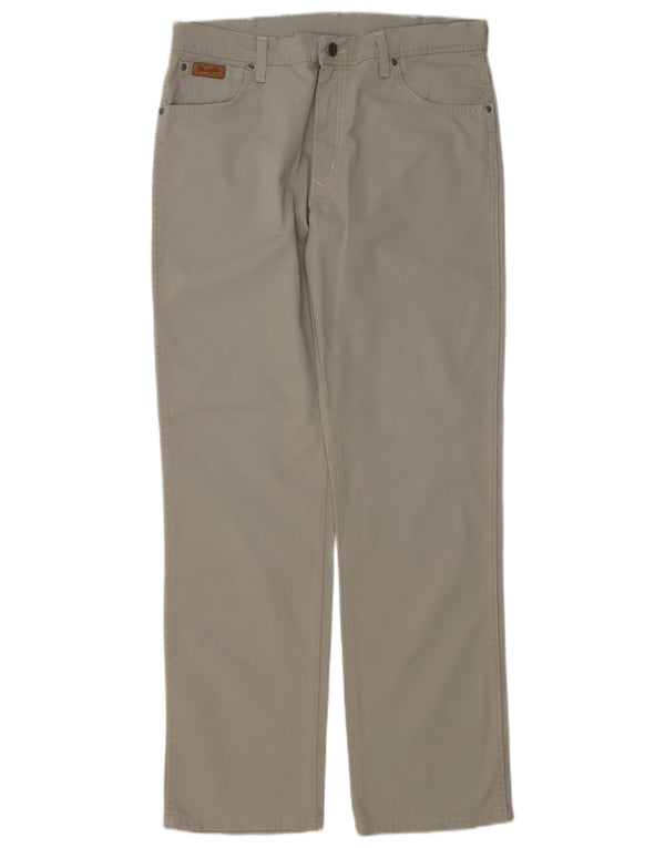 Wrangler Mens Texas Stretch Calça Casual Reta W34 L32 Algodão Cinza