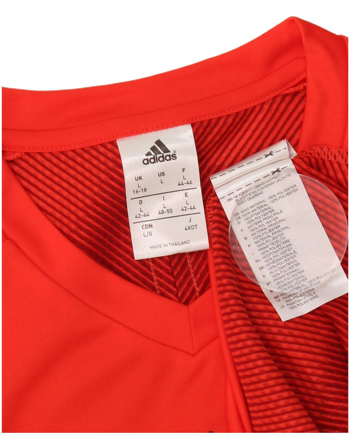 Adidas Meninos Climacool Camiseta Top 15-16 Anos Grande Listrado Vermelho Poliéster