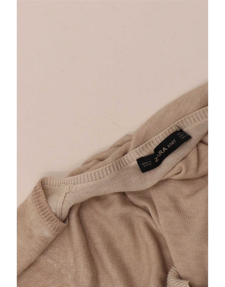 Blusa feminina Zara UK 16 grande bege manchado