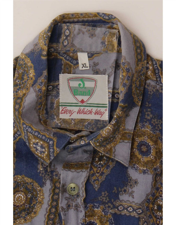 Camisa Vintage Menino 12-13 Anos XL Azul Geométrica