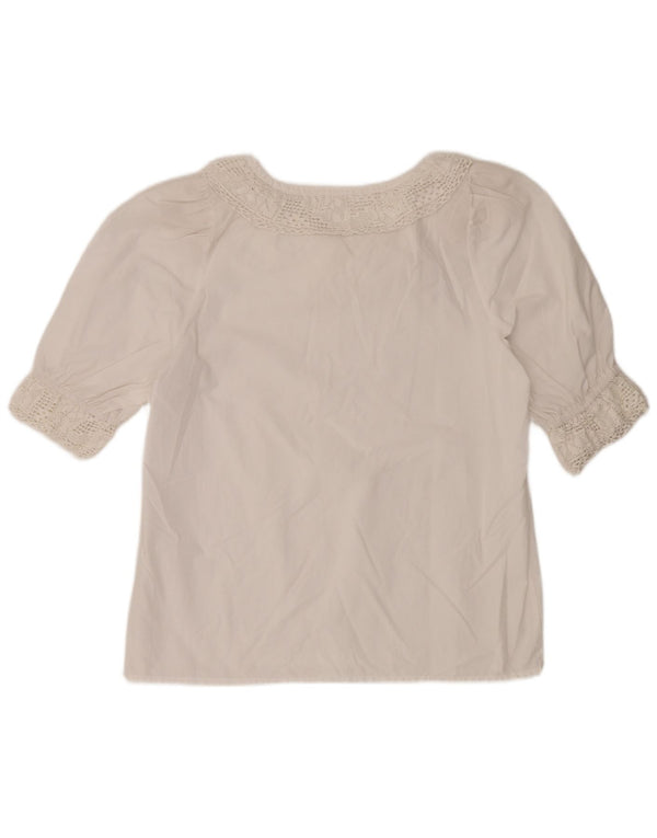 Blusa feminina vintage manga 3/4 top EU 40 médio branco