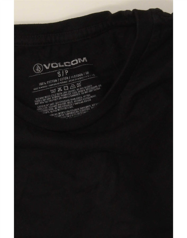 Top gráfico masculino Volcom manga comprida pequeno algodão preto
