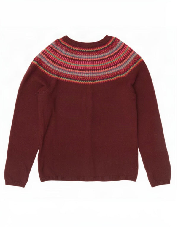 Suéter cardigã feminino Seasalt Cornwall UK 12 médio Borgonha Fair Isle