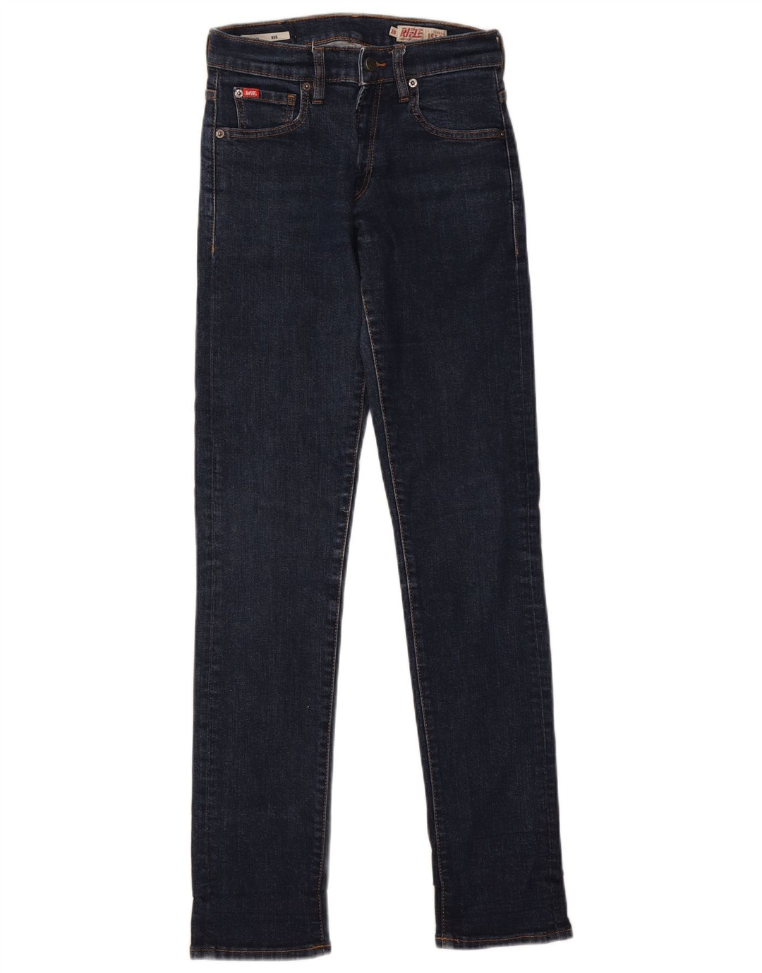 Rifle feminino slim jeans W28 L32 azul marinho algodão