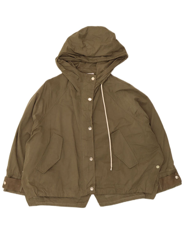 Zara Jaqueta Parka Feminina com Capuz Oversized Reino Unido 14 Médio Caqui