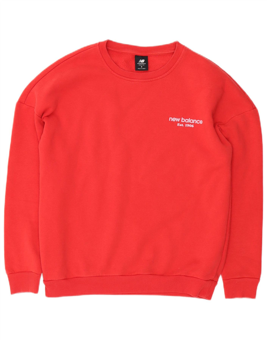 New Balance Mens Moletom Jumper Pequeno Algodão Vermelho
