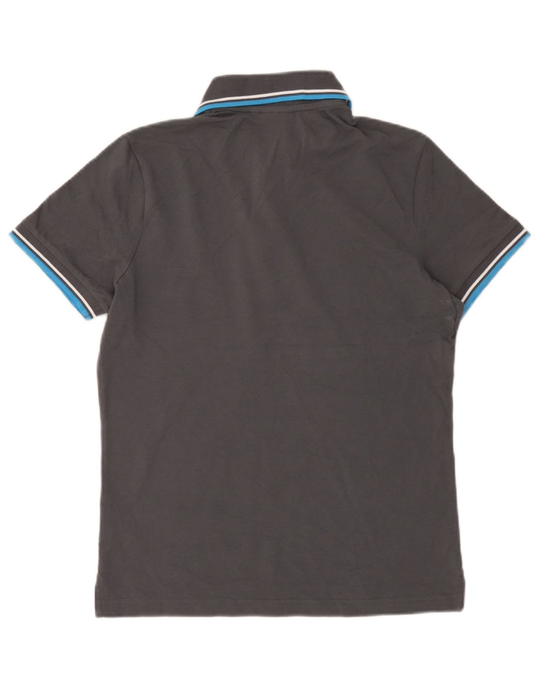 Camisa polo masculina Diadora pequena cinza listrada de algodão