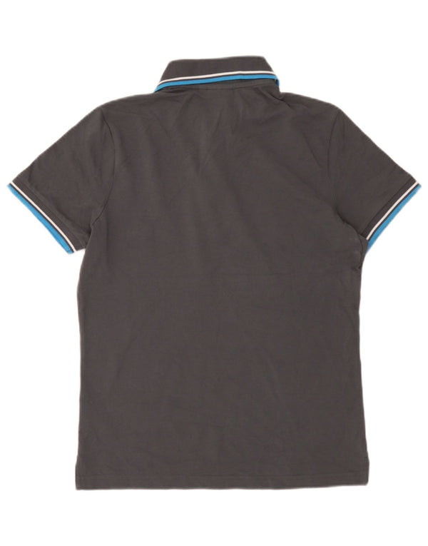 Camisa polo masculina Diadora pequena cinza listrada de algodão