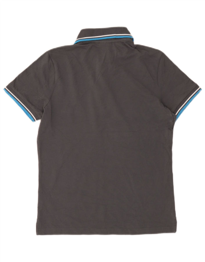Camisa polo masculina Diadora pequena cinza listrada de algodão