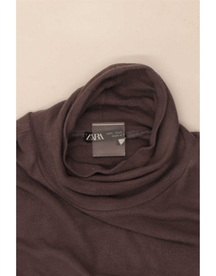 Zara Womens Crop Top Manga Longa Reino Unido 14 Grande Cinza