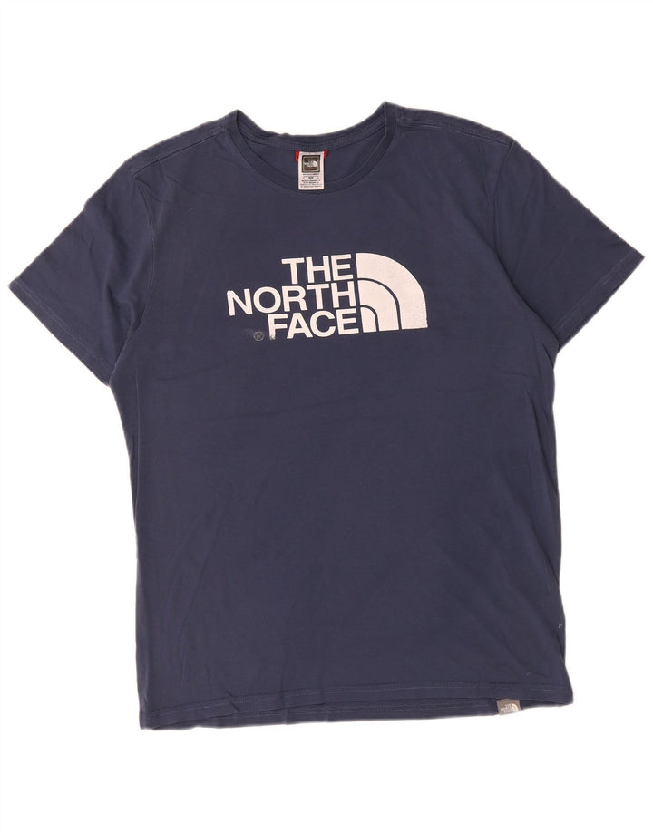 Camiseta gráfica masculina The North Face Top médio algodão azul marinho