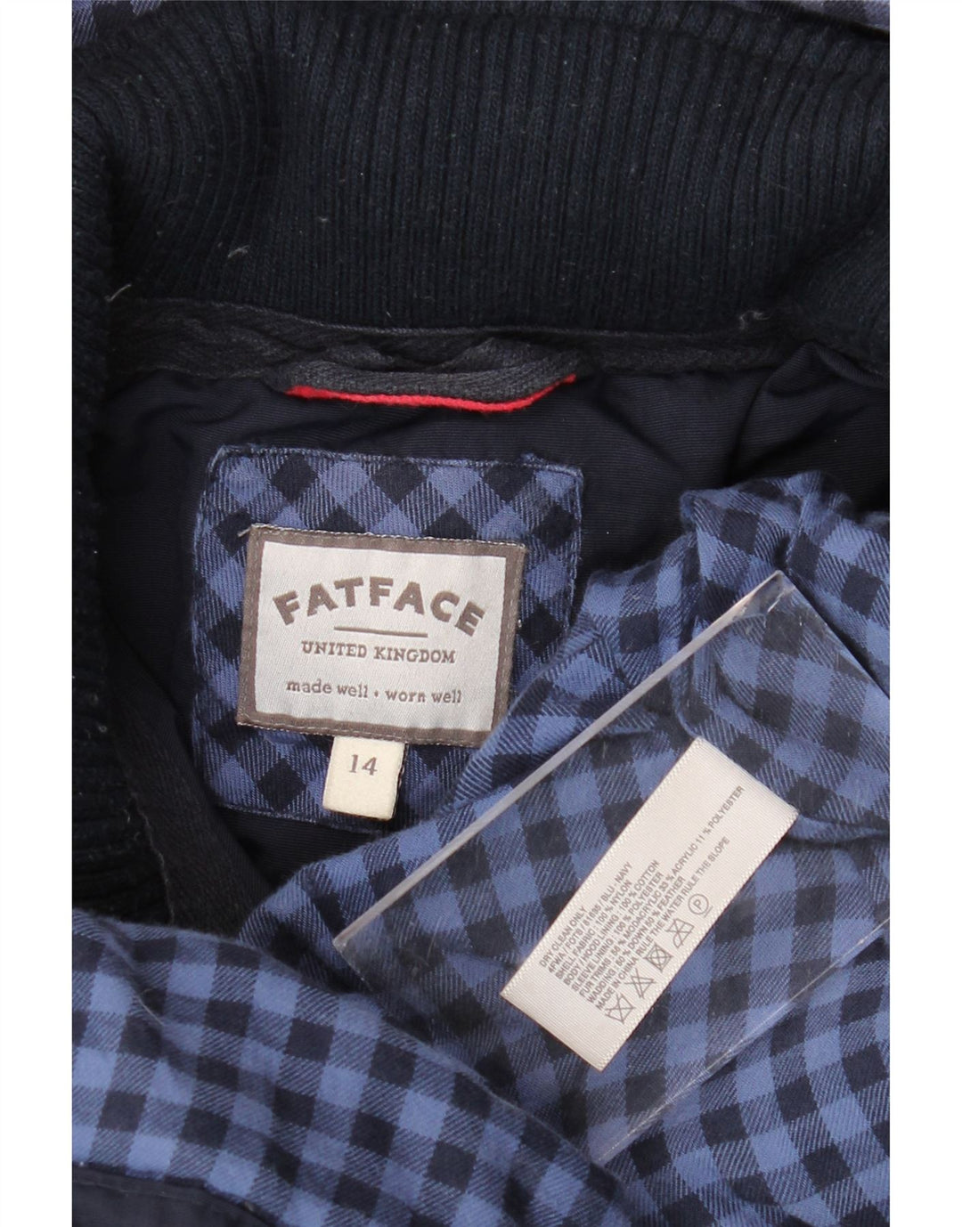 Jaqueta Parka Feminina Fat Face com Capuz Reino Unido 14 Nylon Azul Marinho Médio