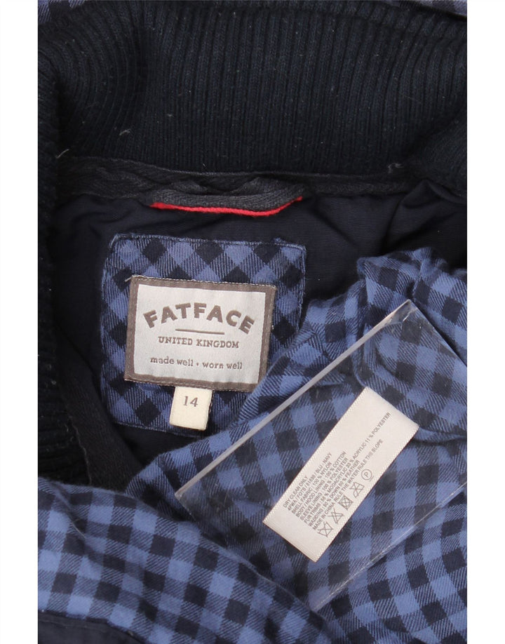 Jaqueta Parka Feminina Fat Face com Capuz Reino Unido 14 Nylon Azul Marinho Médio