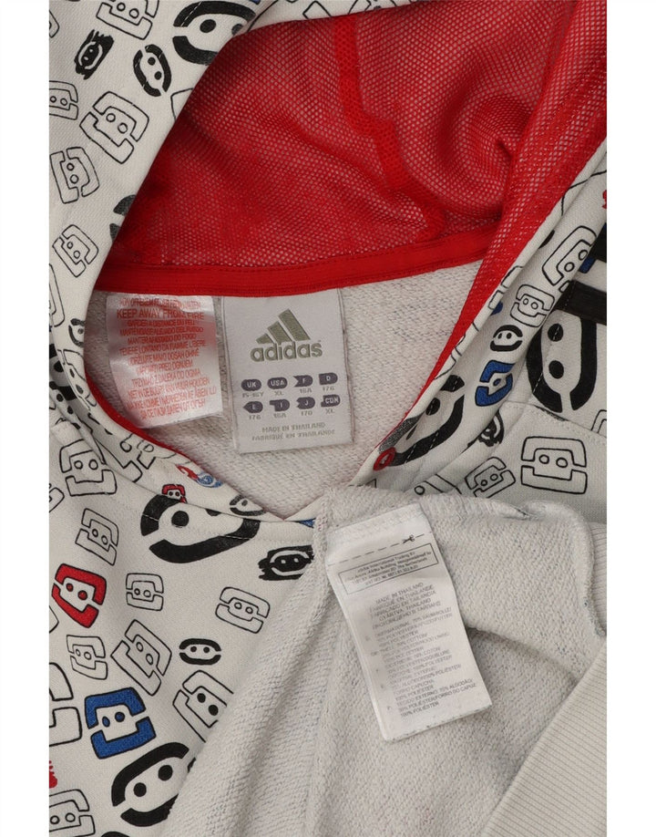 Adidas Meninos Abstract Pattern Hoodie Jumper 15-16 Anos Branco Geométrico