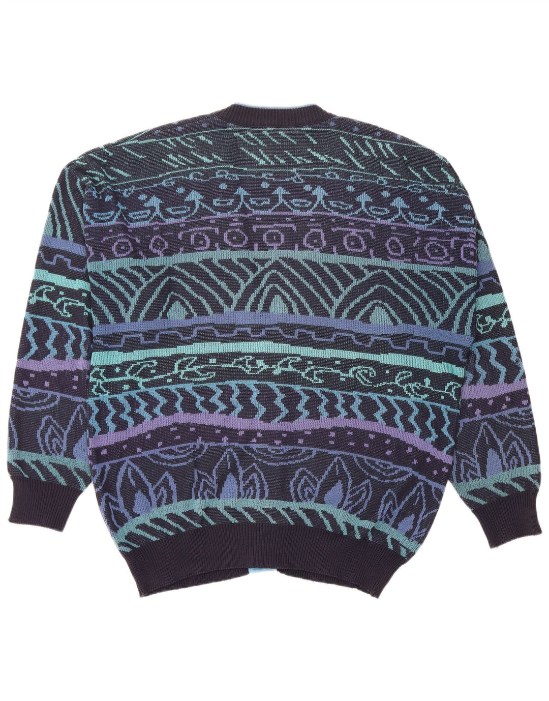 Suéter cardigã masculino JAC IT 52 grande algodão geométrico azul marinho