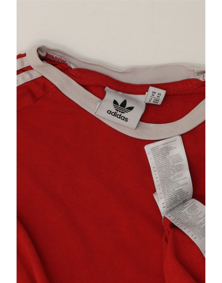 Adidas Mens Camiseta Top Médio Algodão Vermelho