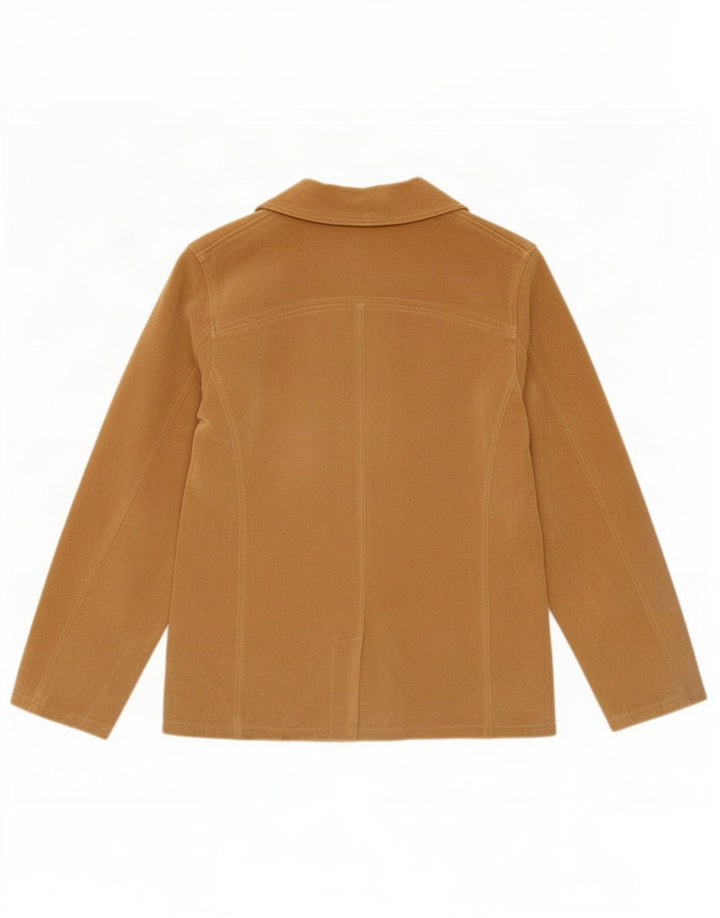 Jaqueta blazer feminina vintage de camurça com 3 botões IT 46 couro bege grande