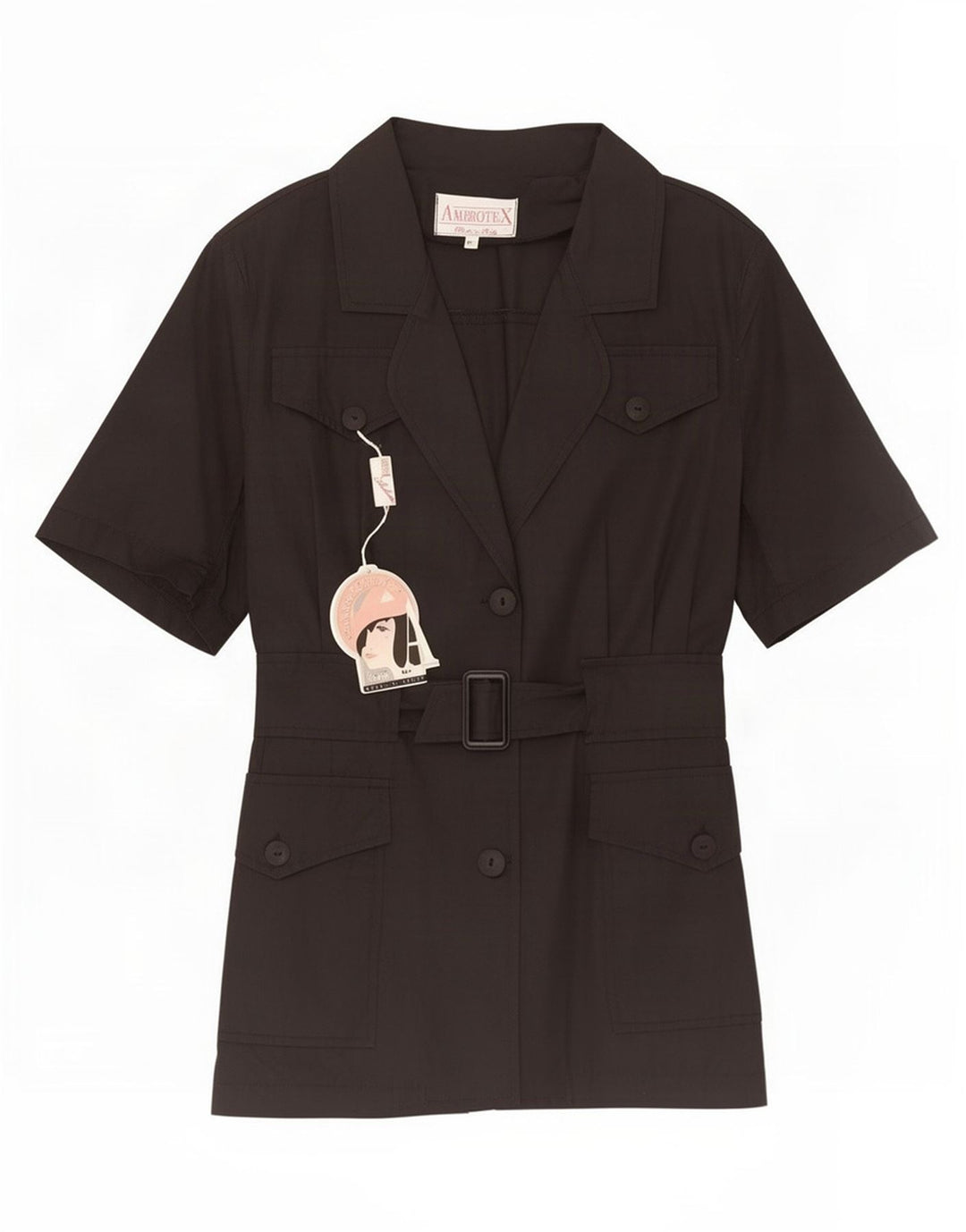 Jaqueta blazer feminina vintage de manga curta com 2 botões Reino Unido 14 médio preto