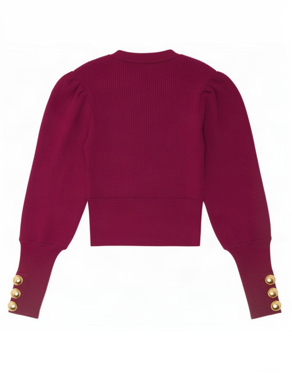 Zara Suéter feminino cropped com gola redonda Reino Unido 12 médio roxo