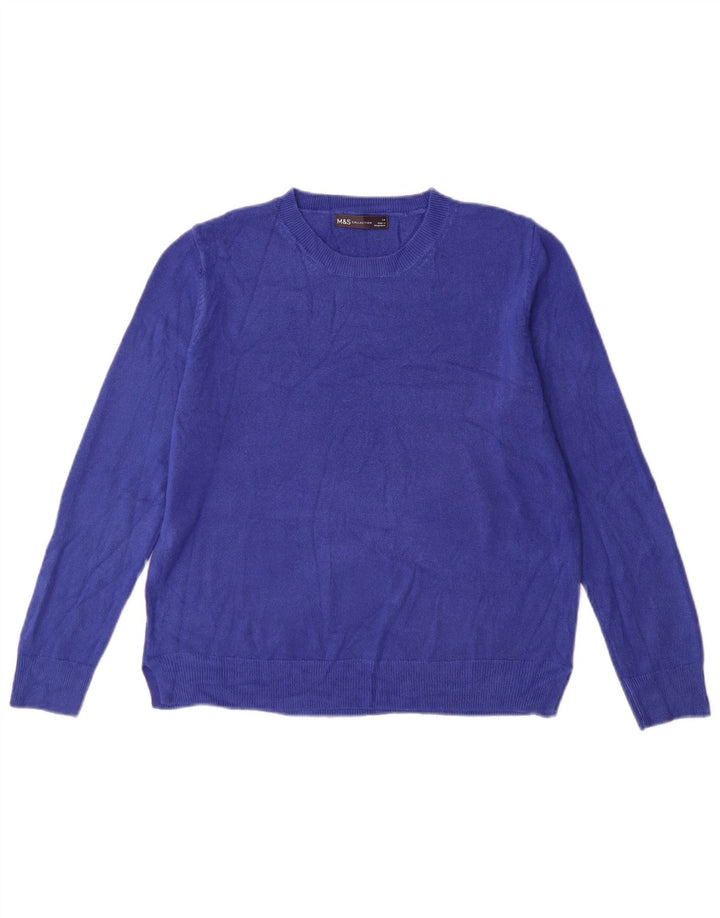 Suéter feminino Marks & Spencer com gola redonda Reino Unido 14 azul médio