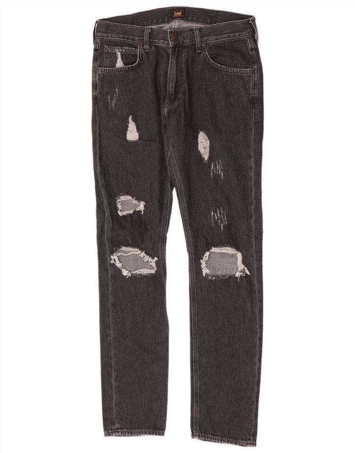 Lee Mens Distressed Slim Jeans W31 L32 Algodão Cinza