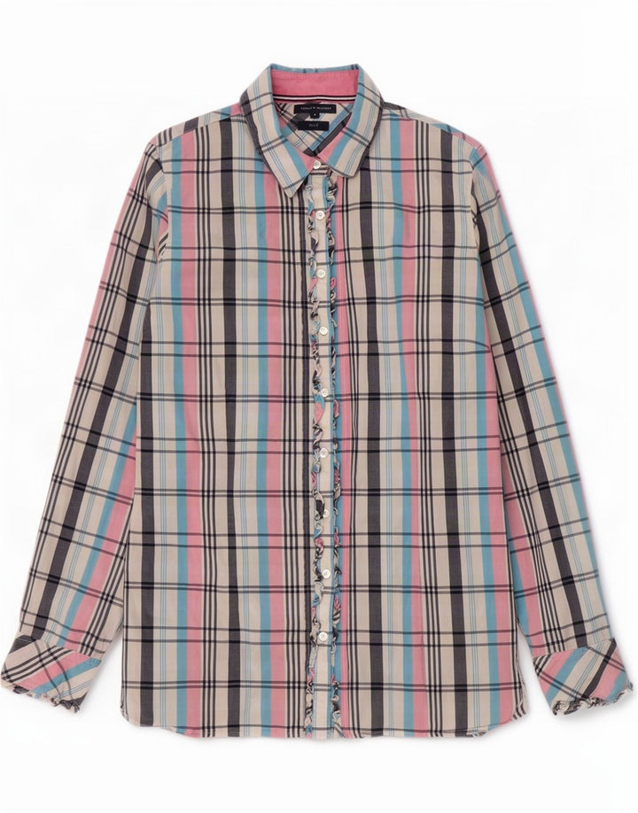 Camisa feminina Tommy Hilfiger EUA 12 grande algodão xadrez multicolorido