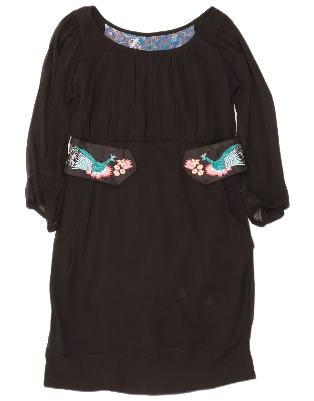 Vestido feminino Desigual EU 42 grande preto estampado animal poliéster