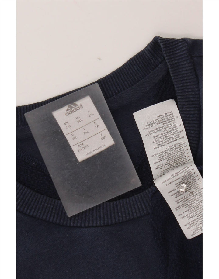 Adidas masculino gráfico moletom jumper 2XL azul marinho colorblock algodão