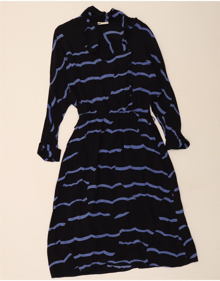 Vestido maxi feminino VINTAGE manga 3/4 IT 42 viscose listrada preta média