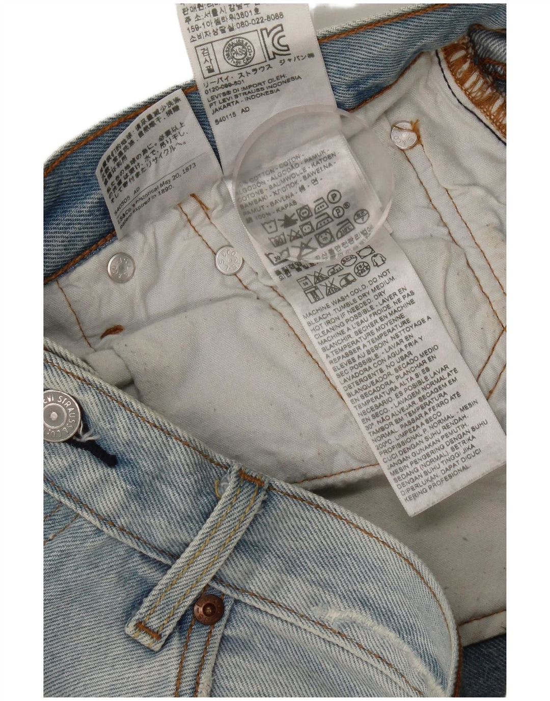 Calça Jeans Levis Masculina 501 Distressed Straight W27 L27 Azul Algodão