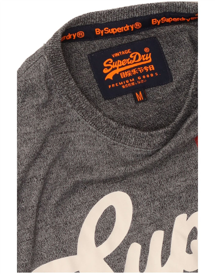 Superdry Mens Retro Graphic T-Shirt Top Cinza Médio Salpicado