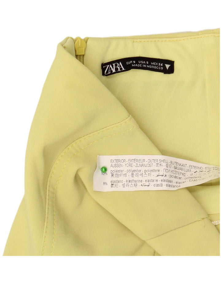 Vestido sem alças feminino Zara UK 8 pequeno poliéster amarelo