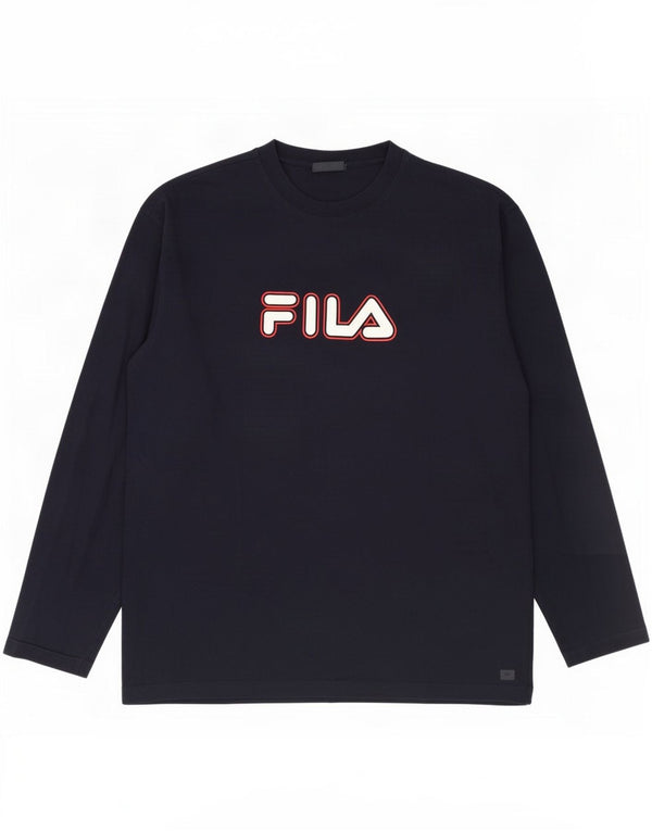 Fila Mens Graphic Top Manga Longa XL Azul Marinho Algodão