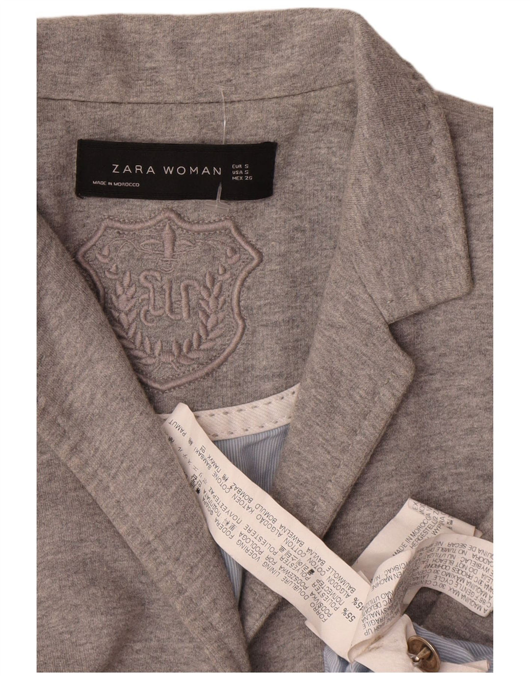 Jaqueta blazer feminina Zara com 2 botões UK 10 poliéster cinza pequeno