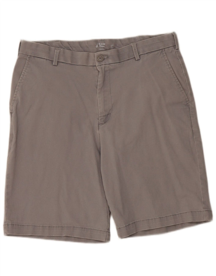 IZOD Mens Salt Water Chino Shorts W32 Algodão Cinza Médio