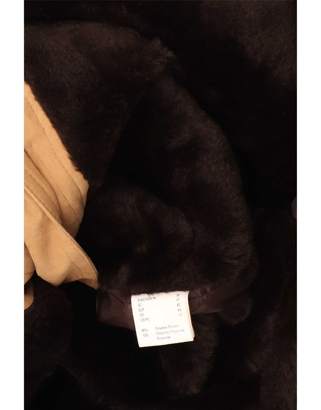 Trench Coat feminino vintage Sherpa UK 12 poliéster bege médio