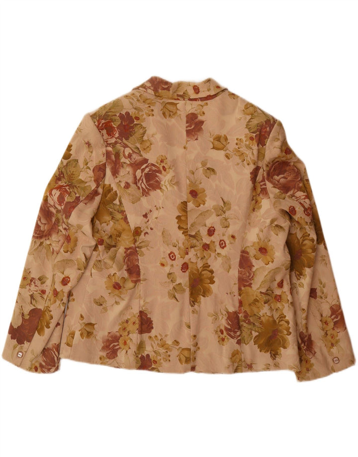 Jaqueta blazer feminina de 2 botões ELLE Reino Unido 20 2XL algodão floral bege
