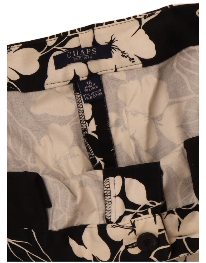 Calça capri feminina reta CHAPS US 16 2XL W38 L20 algodão floral preto
